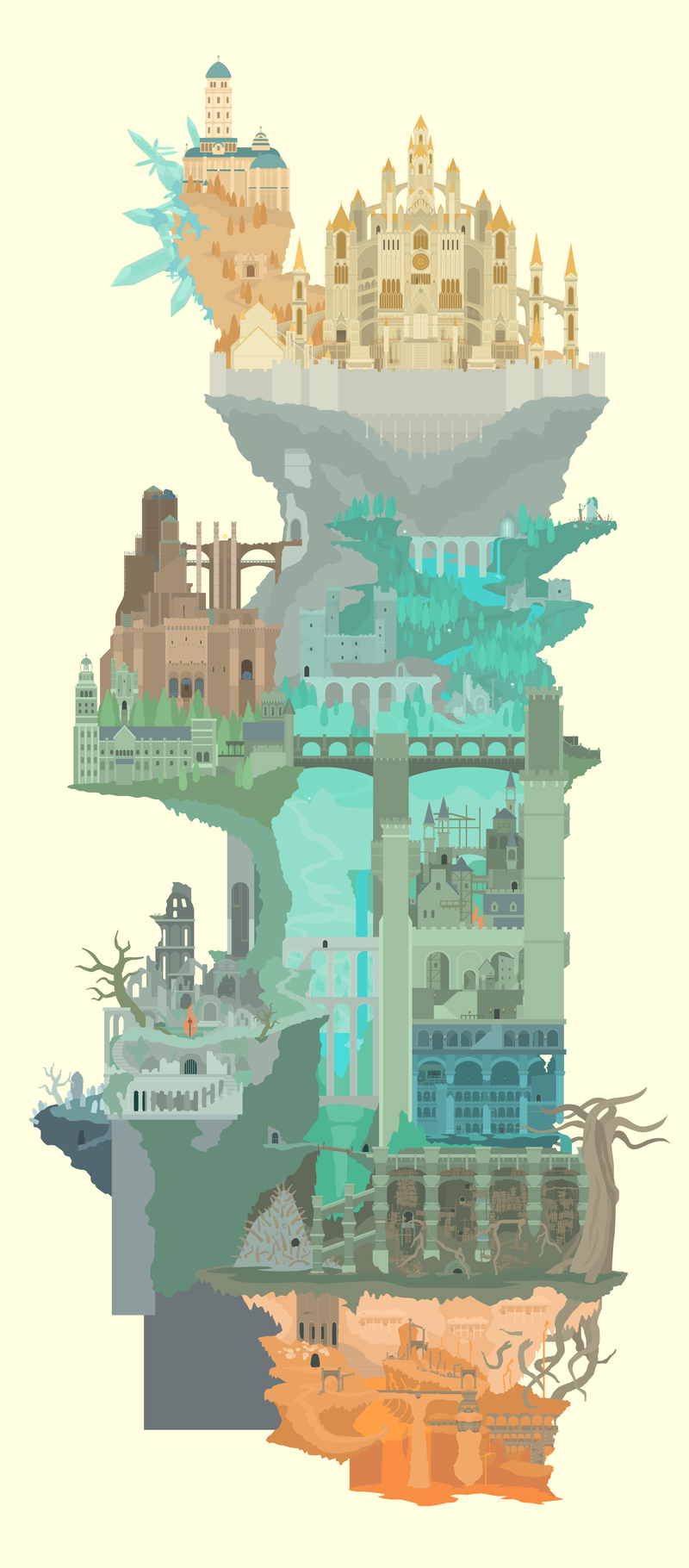 Illustration for article titled Lordran, The Setting of Dark Souls, Almost Entirely Redrawn